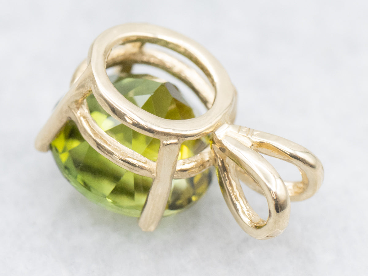 Earthy Green Tourmaline Solitaire Pendant