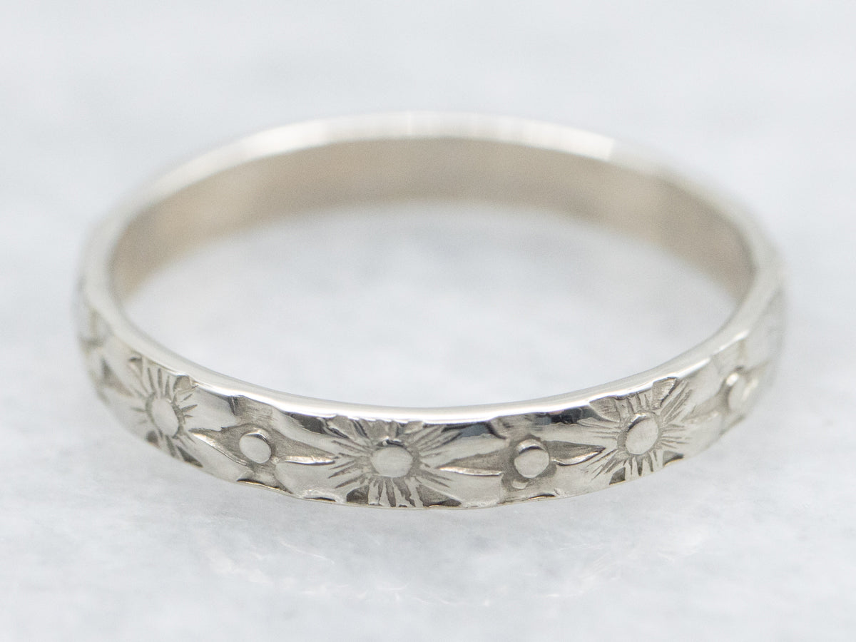 Antique White Gold Floral Baby Band