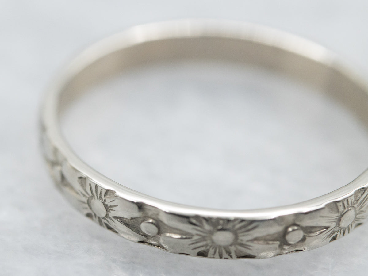 Antique White Gold Floral Baby Band