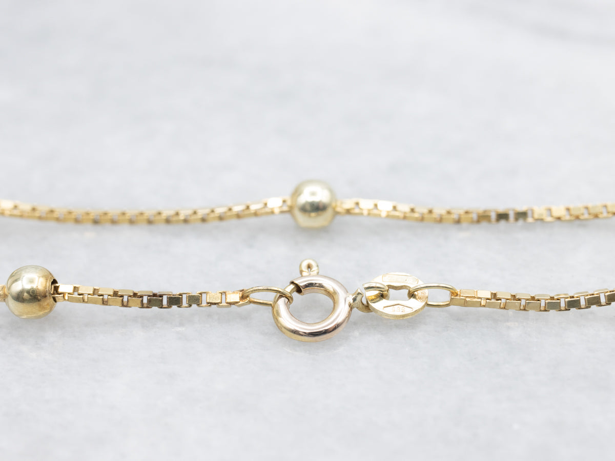 Yellow Gold Beaded Box Station Chain