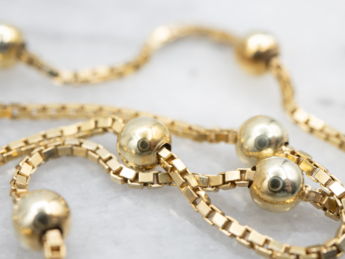Yellow Gold Beaded Box Station Chain