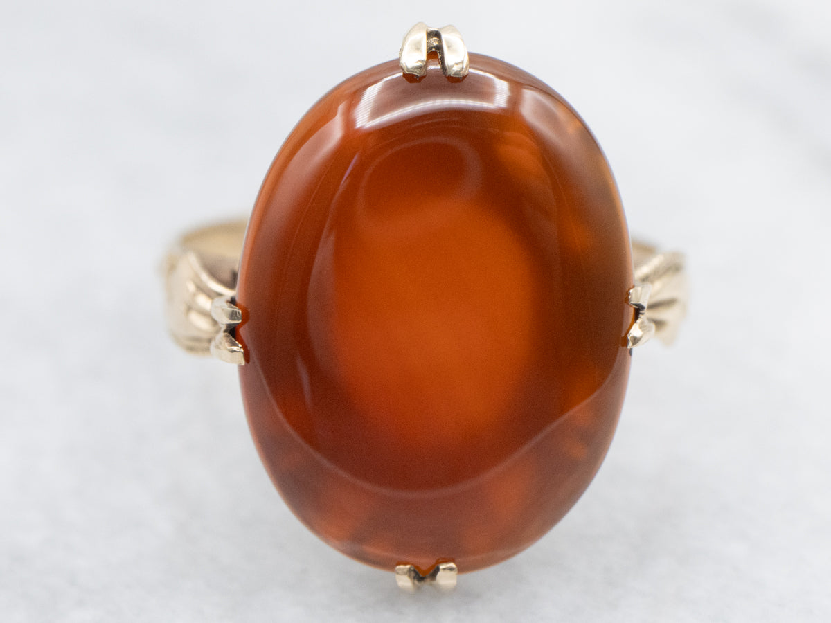 Mid-century Gold and Carnelian Statement Ring