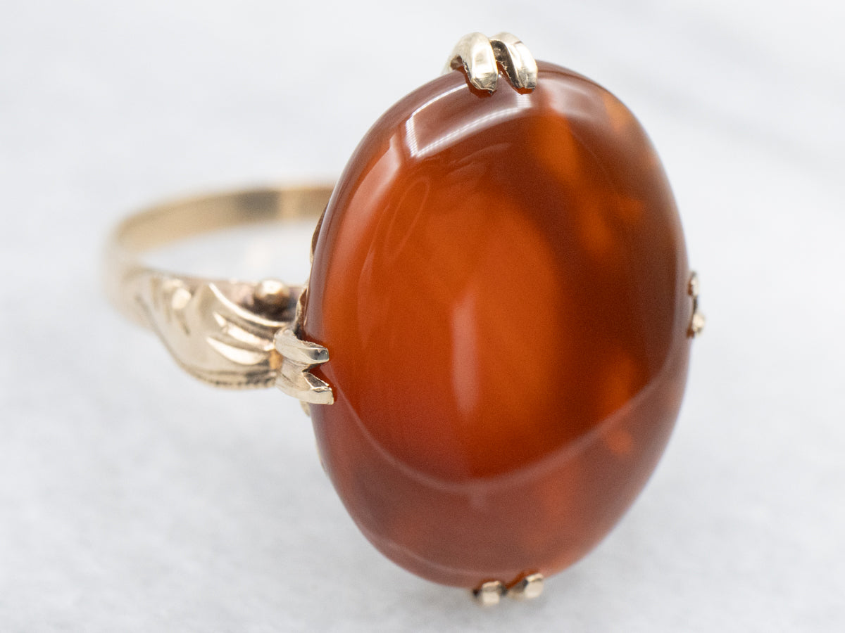 Mid-century Gold and Carnelian Statement Ring