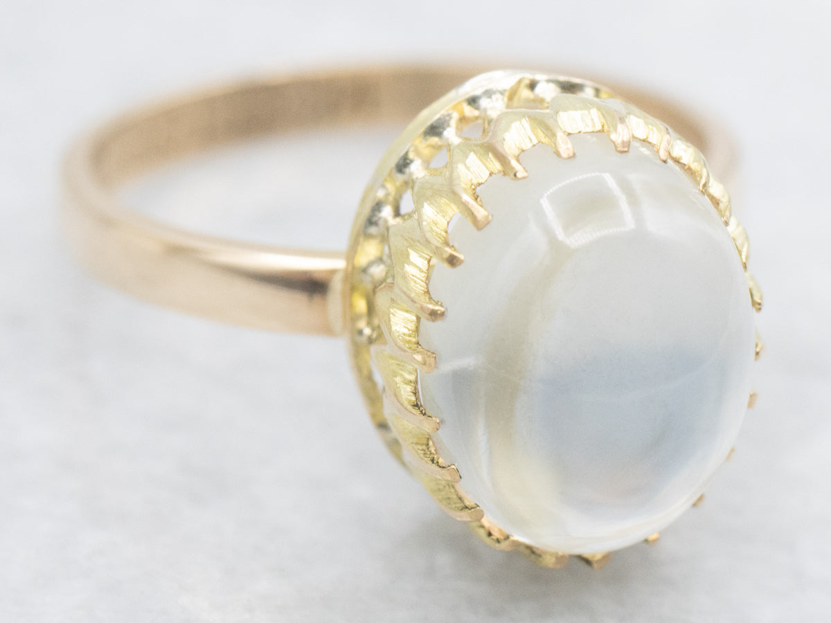 Two Tone Moonstone Solitaire Ring