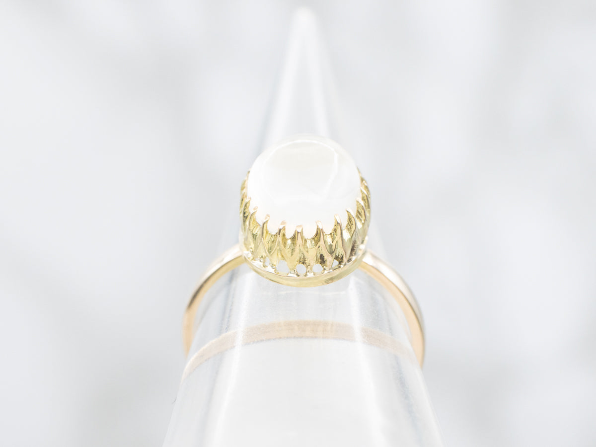 Two Tone Moonstone Solitaire Ring