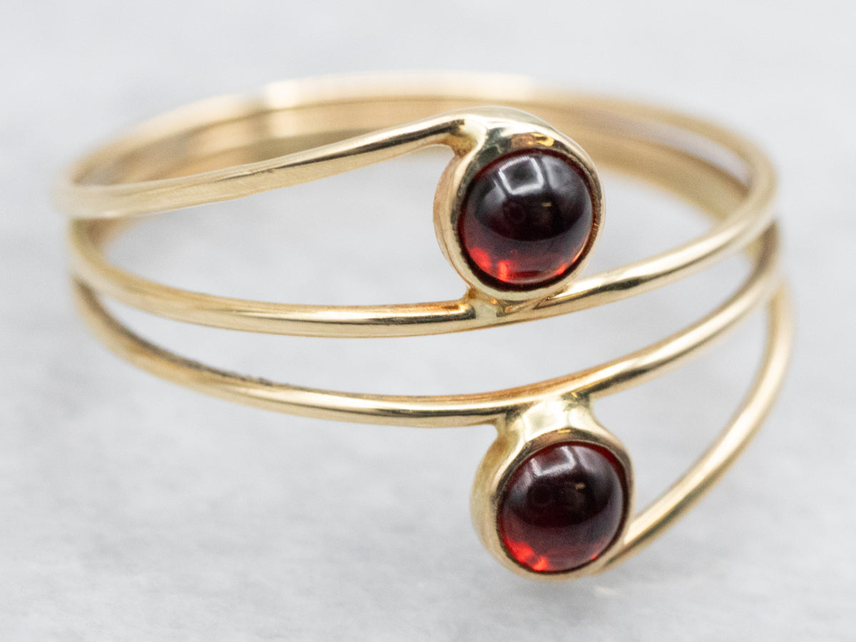 Garnet Cabochon Gold Wire Wrap Ring