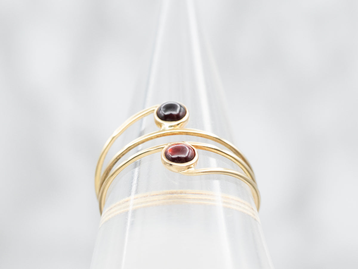 Garnet Cabochon Gold Wire Wrap Ring