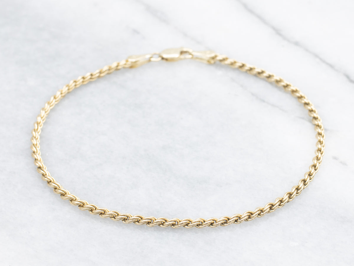 Gold Rope Twist Bracelet with Lobster Clasp