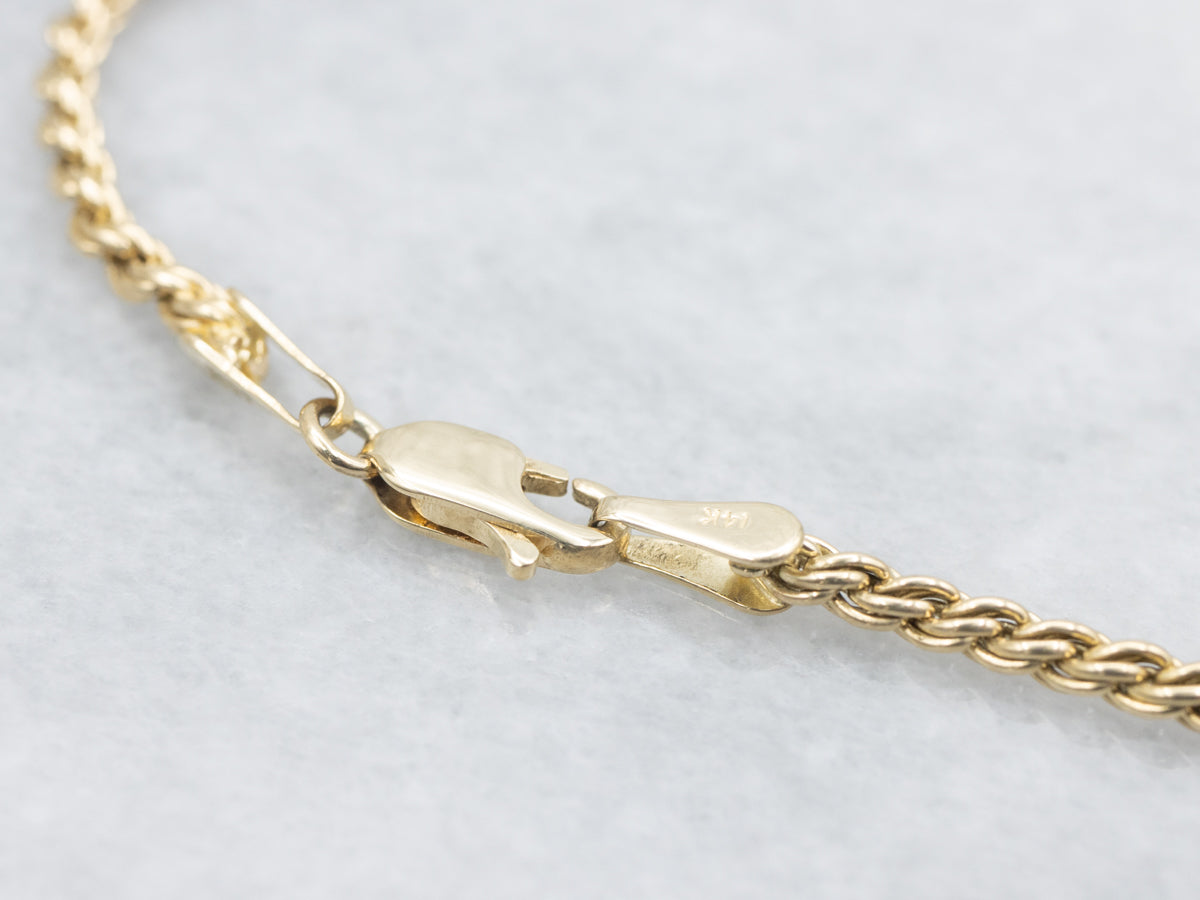 Gold Rope Twist Bracelet with Lobster Clasp