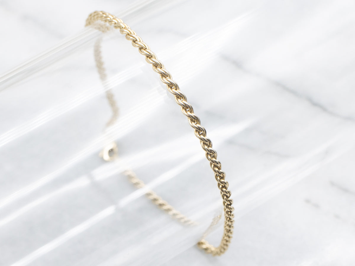 Gold Rope Twist Bracelet with Lobster Clasp