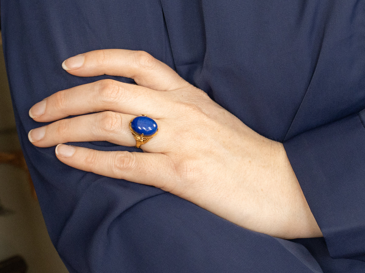 Botanical Lapis Solitaire Ring