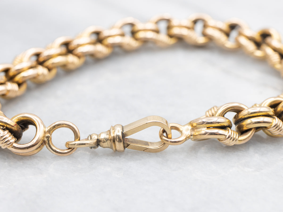 Gold Double Link Bracelet with Dog Clip Clasp