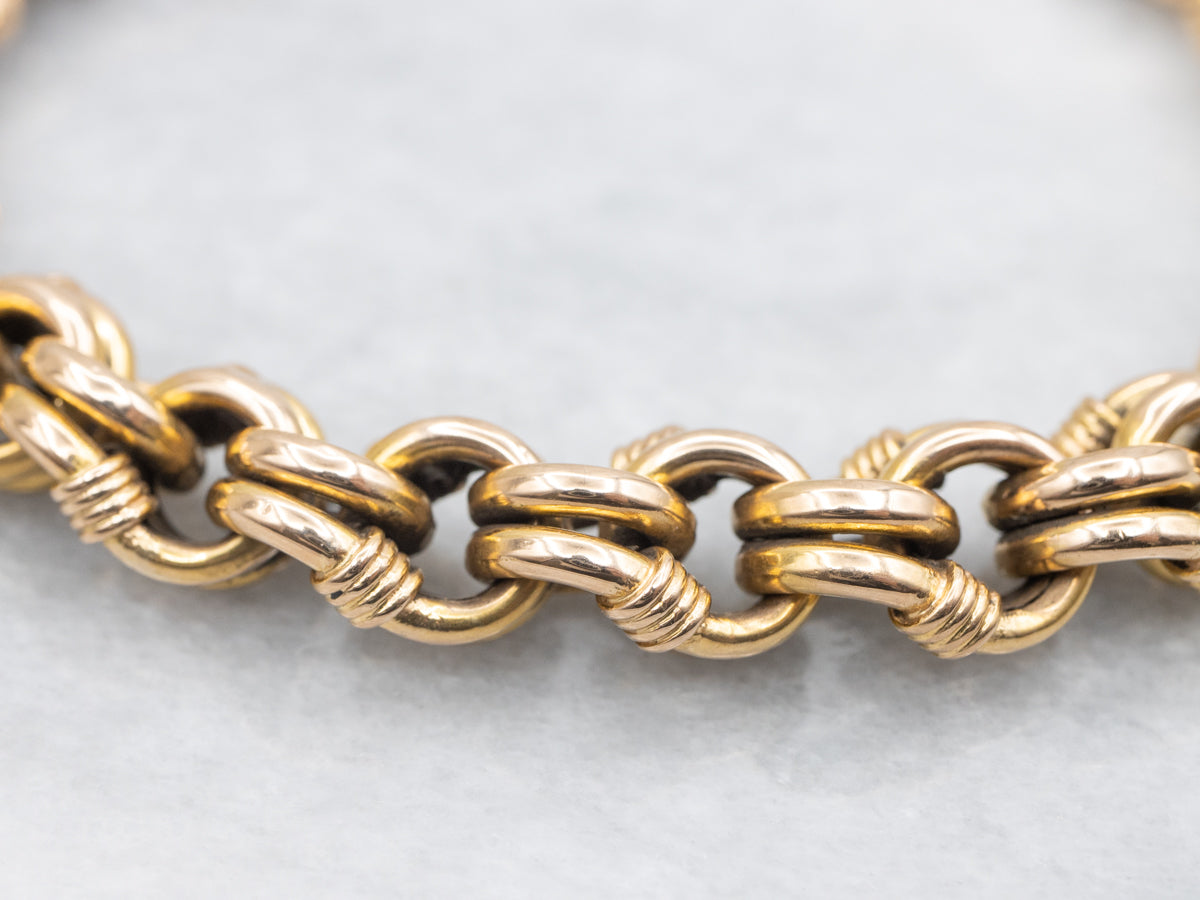 Gold Double Link Bracelet with Dog Clip Clasp