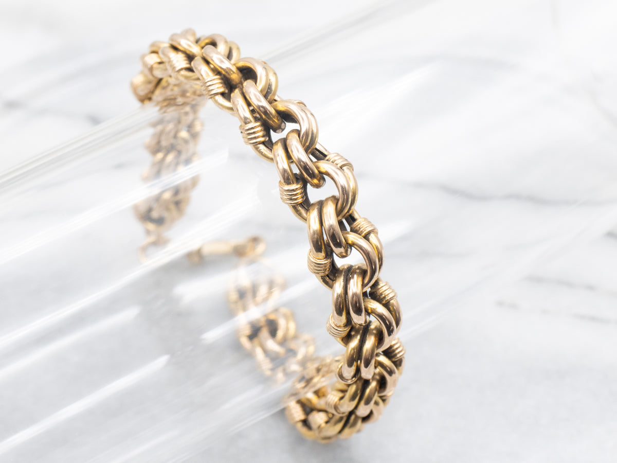 Gold Double Link Bracelet with Dog Clip Clasp