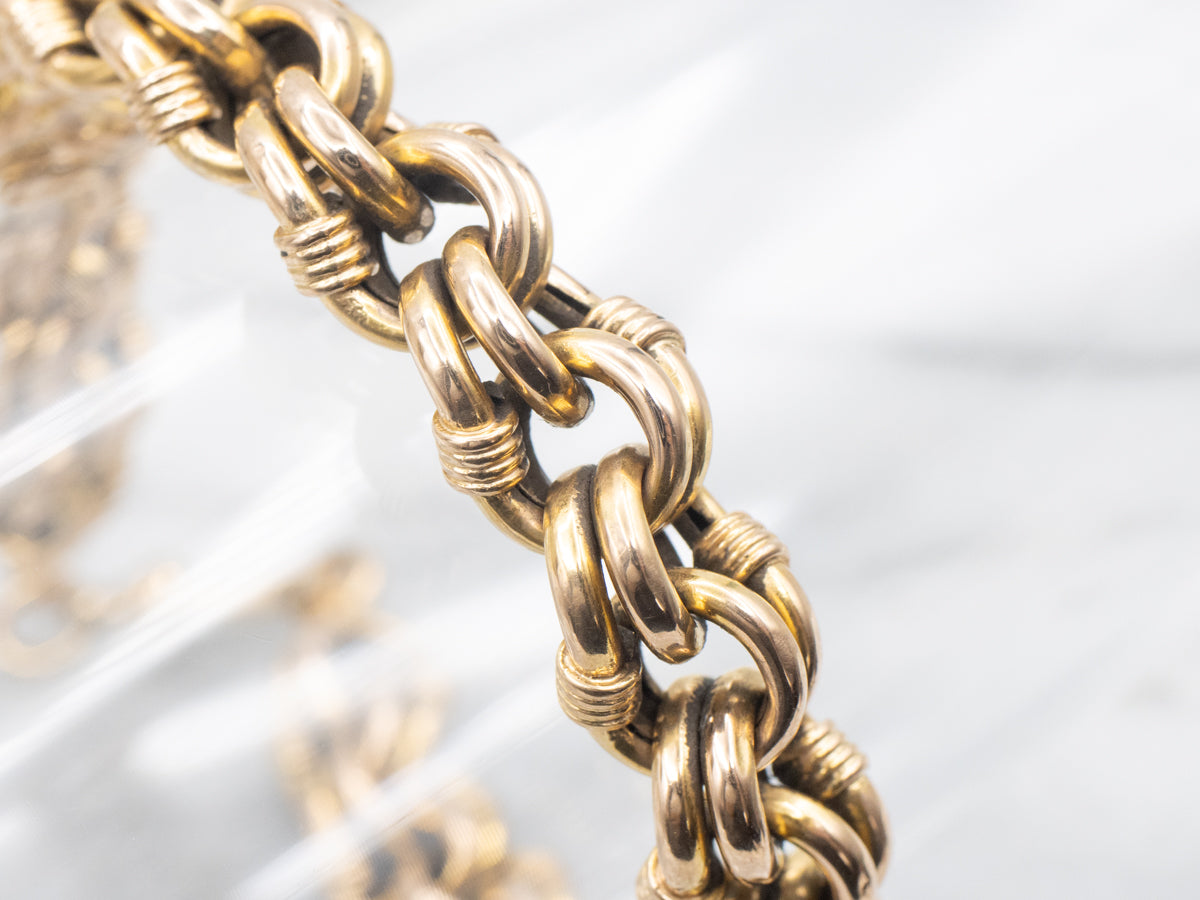 Gold Double Link Bracelet with Dog Clip Clasp