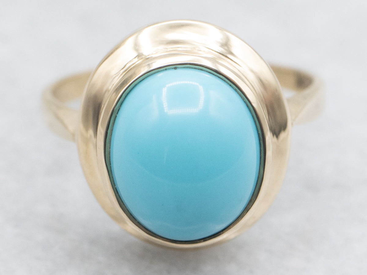 Gold Bezel Set Turquoise Solitaire Ring