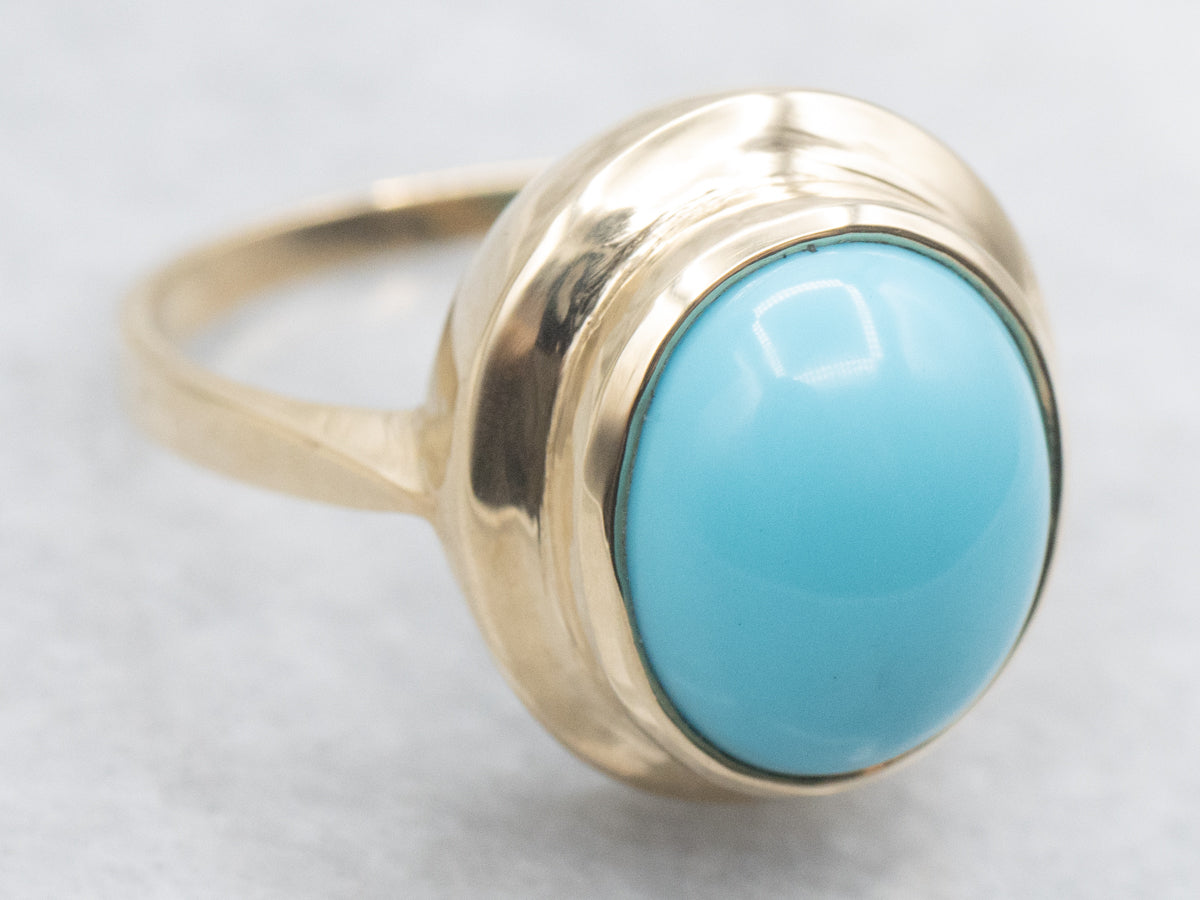 Gold Bezel Set Turquoise Solitaire Ring