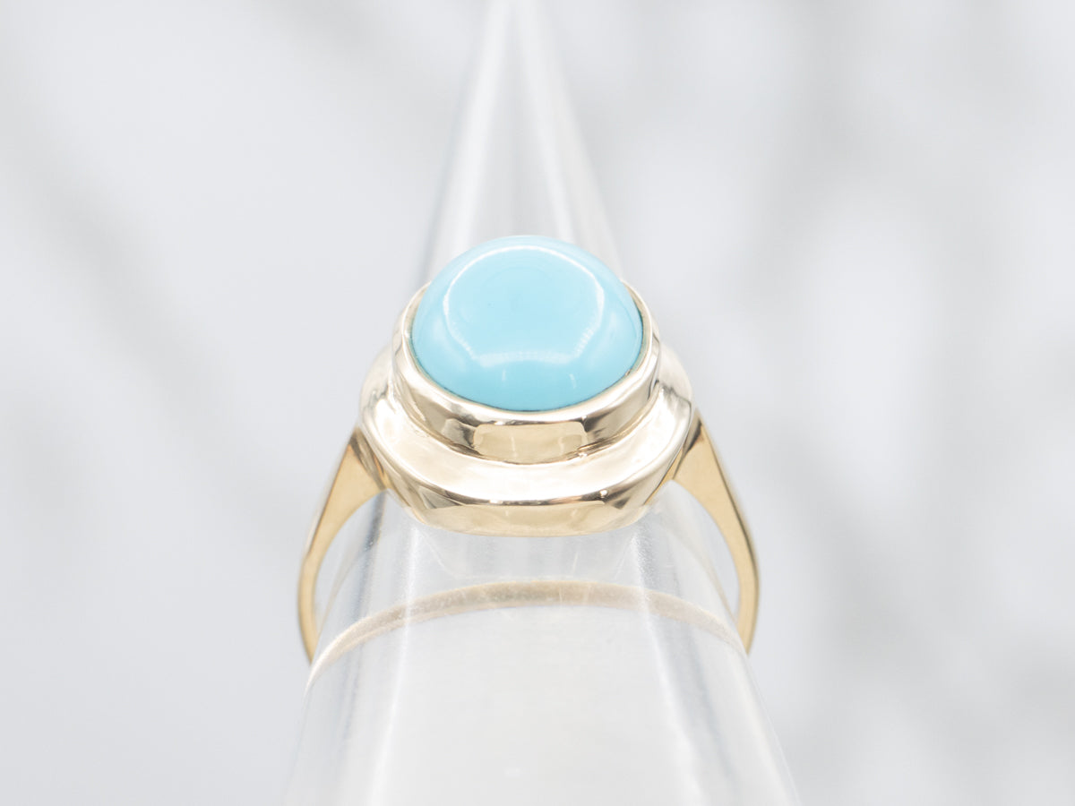 Gold Bezel Set Turquoise Solitaire Ring