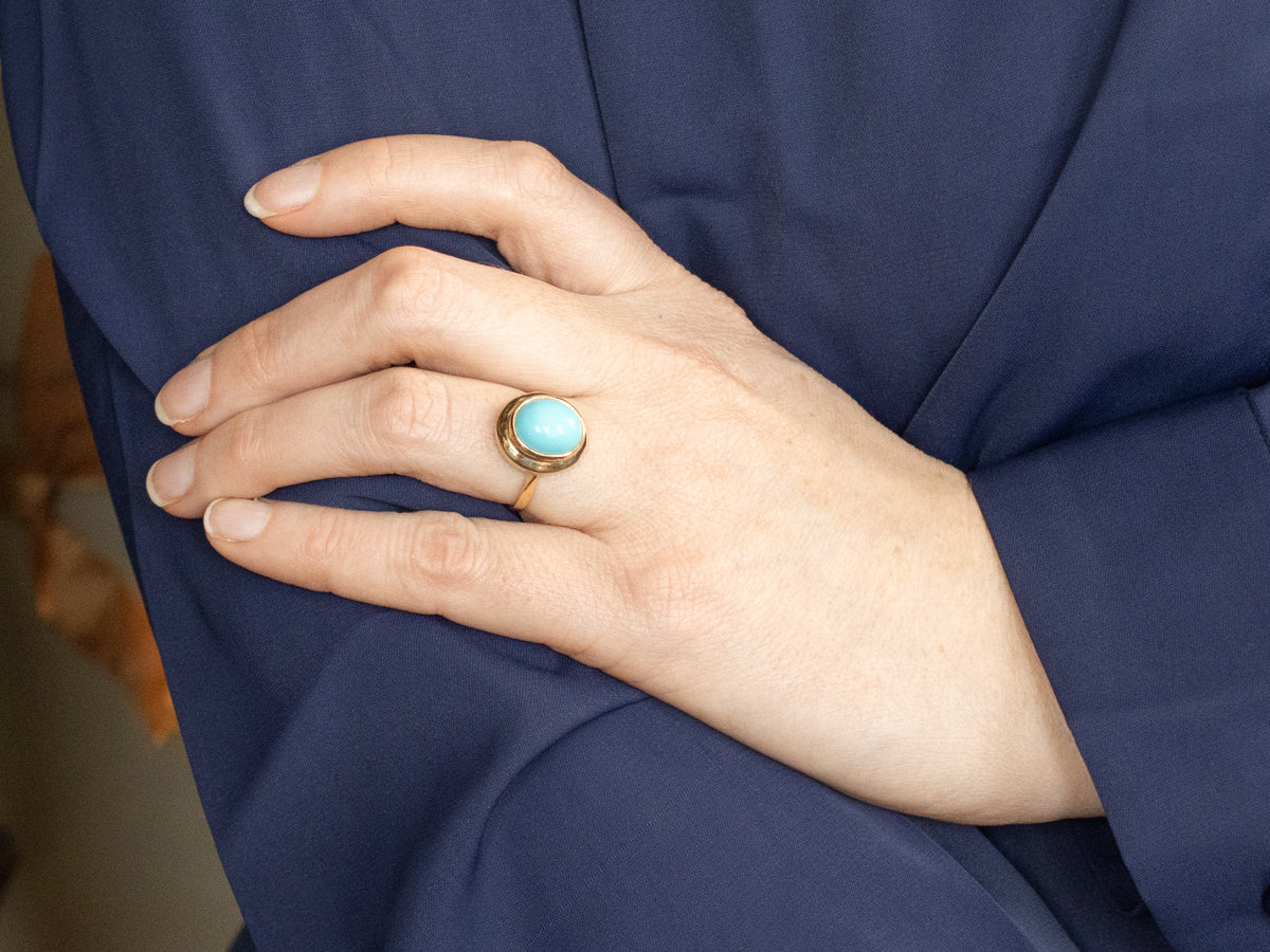 Gold Bezel Set Turquoise Solitaire Ring
