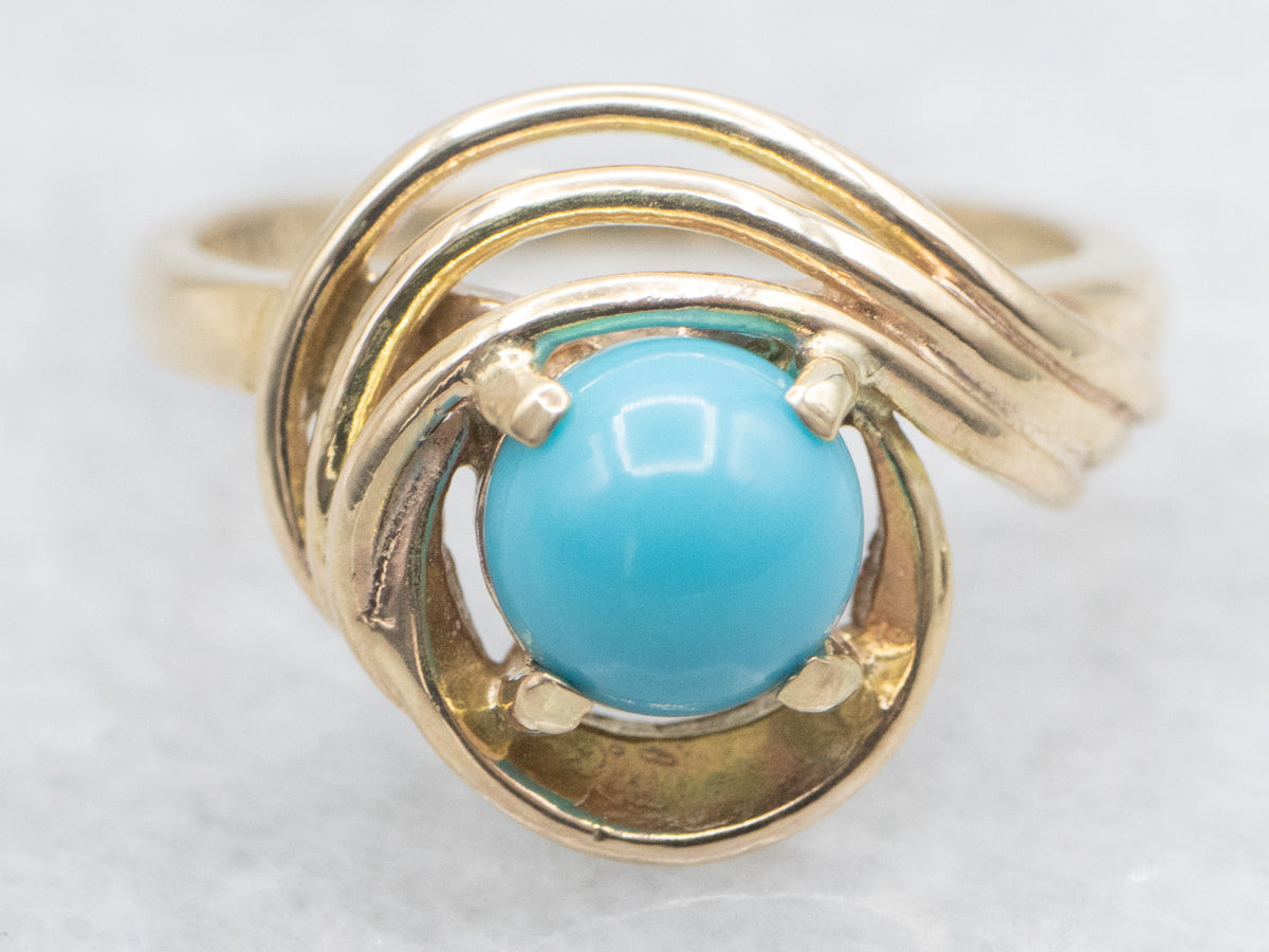Turquoise Solitaire Swirl Ring