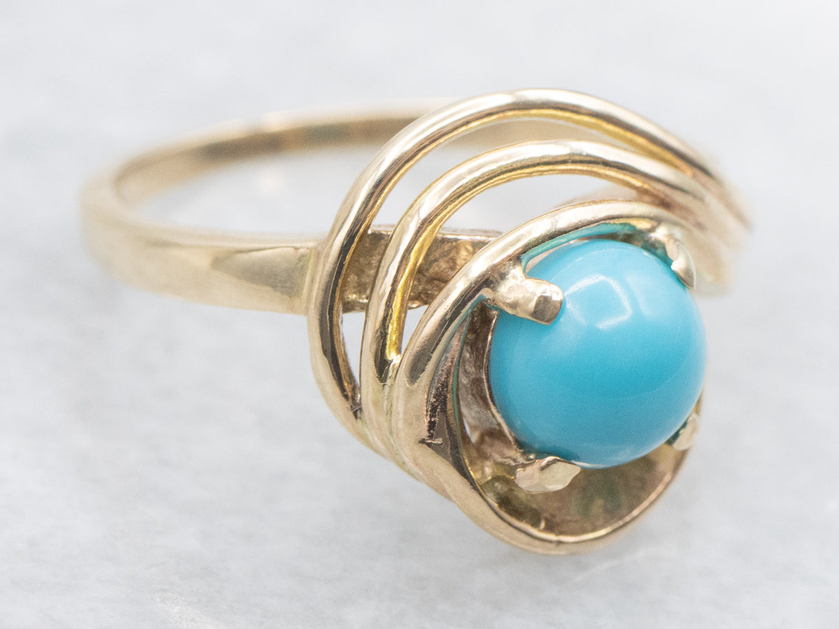 Turquoise Solitaire Swirl Ring
