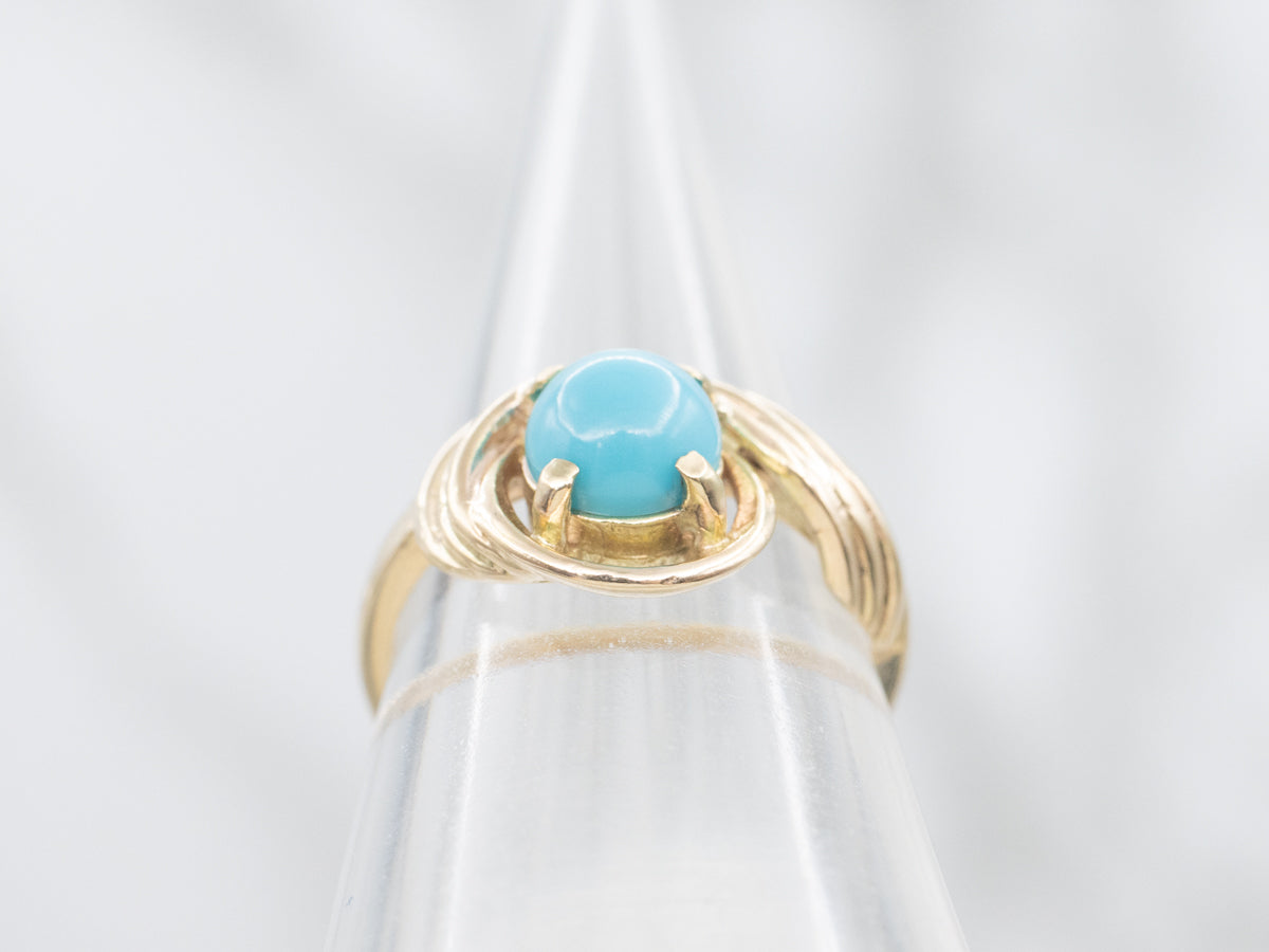 Turquoise Solitaire Swirl Ring