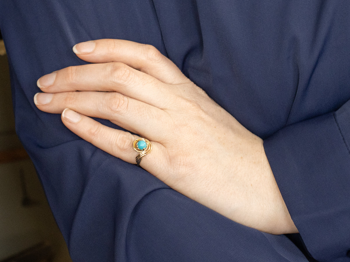 Turquoise Solitaire Swirl Ring