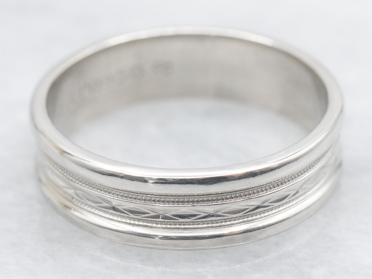 Palladium Patterned Wedding Band