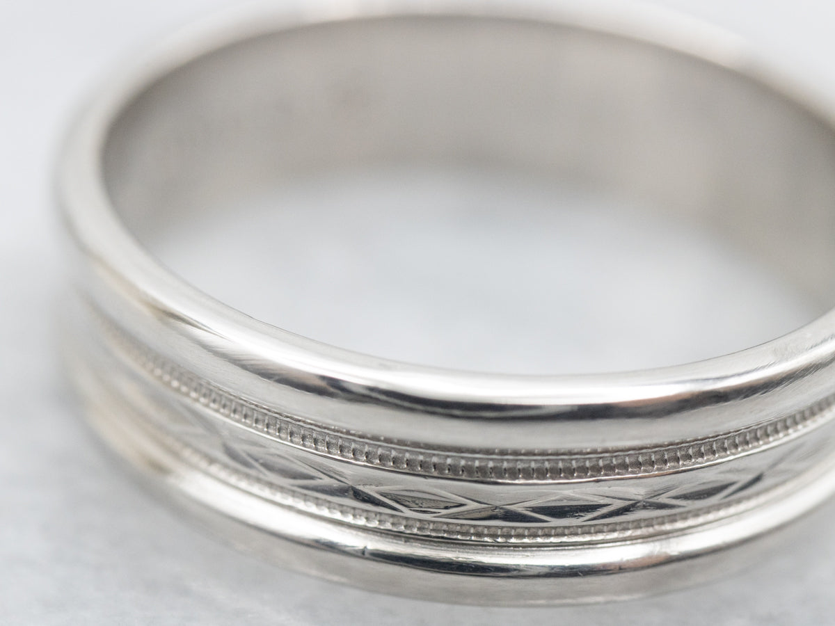Palladium Patterned Wedding Band