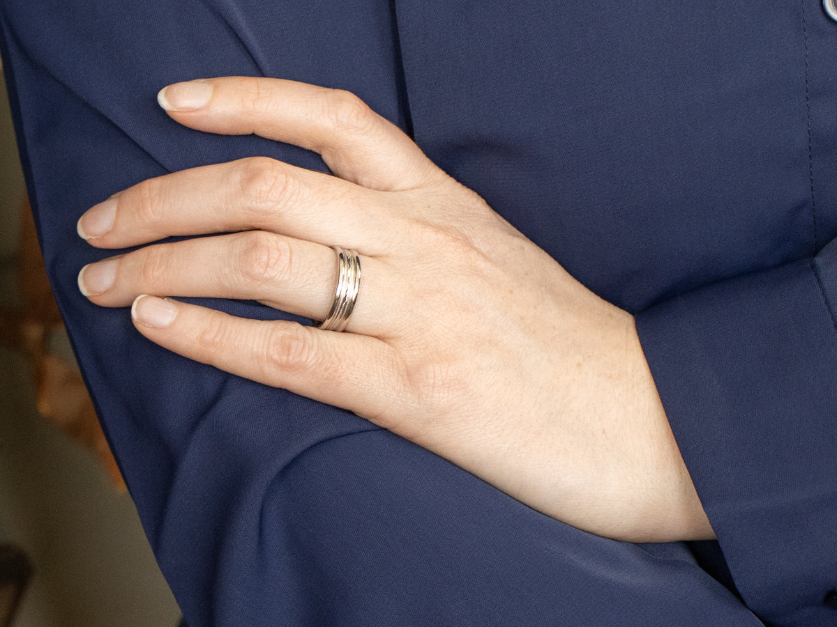 Palladium Patterned Wedding Band