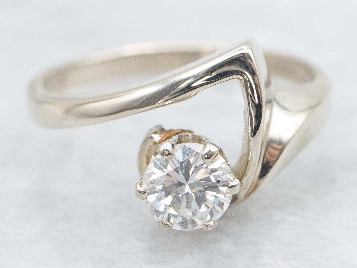 Modernist Gold Round Brilliant Diamond Ring