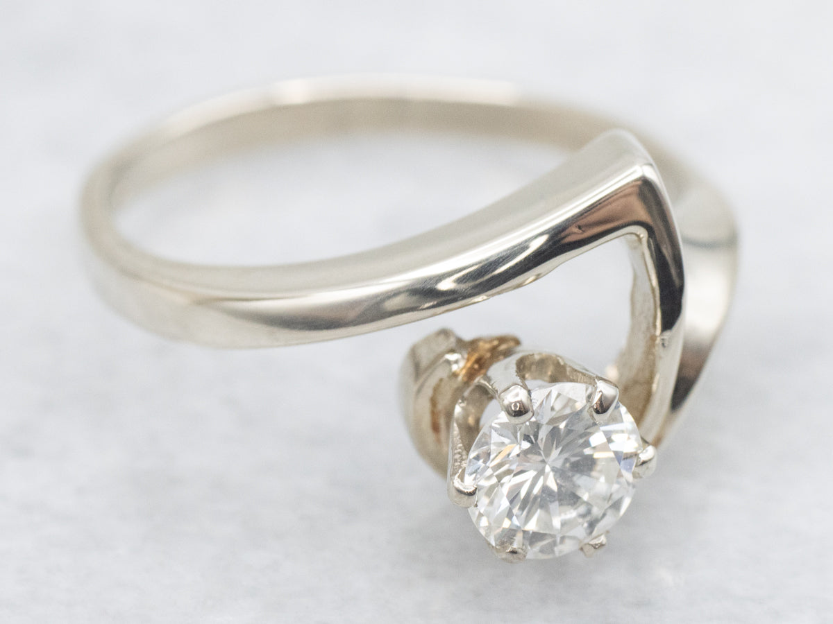 Modernist Gold Round Brilliant Diamond Ring