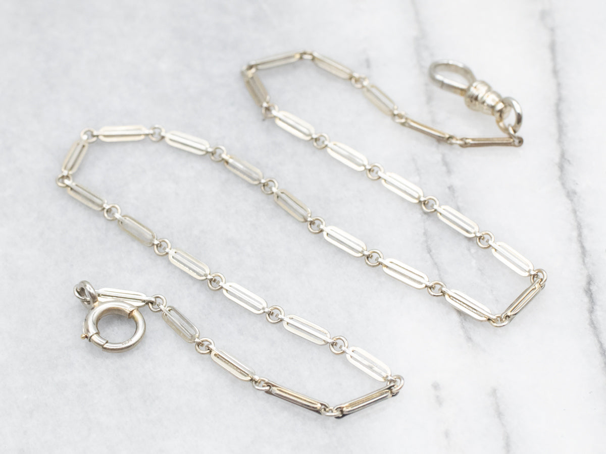 White Gold 1940's Pocket Watch Chain
