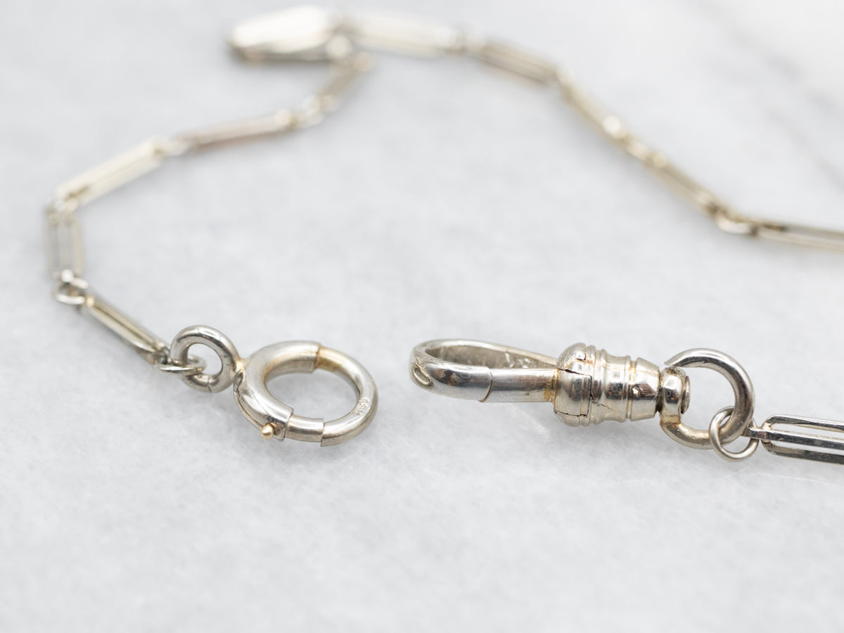 White Gold 1940's Pocket Watch Chain