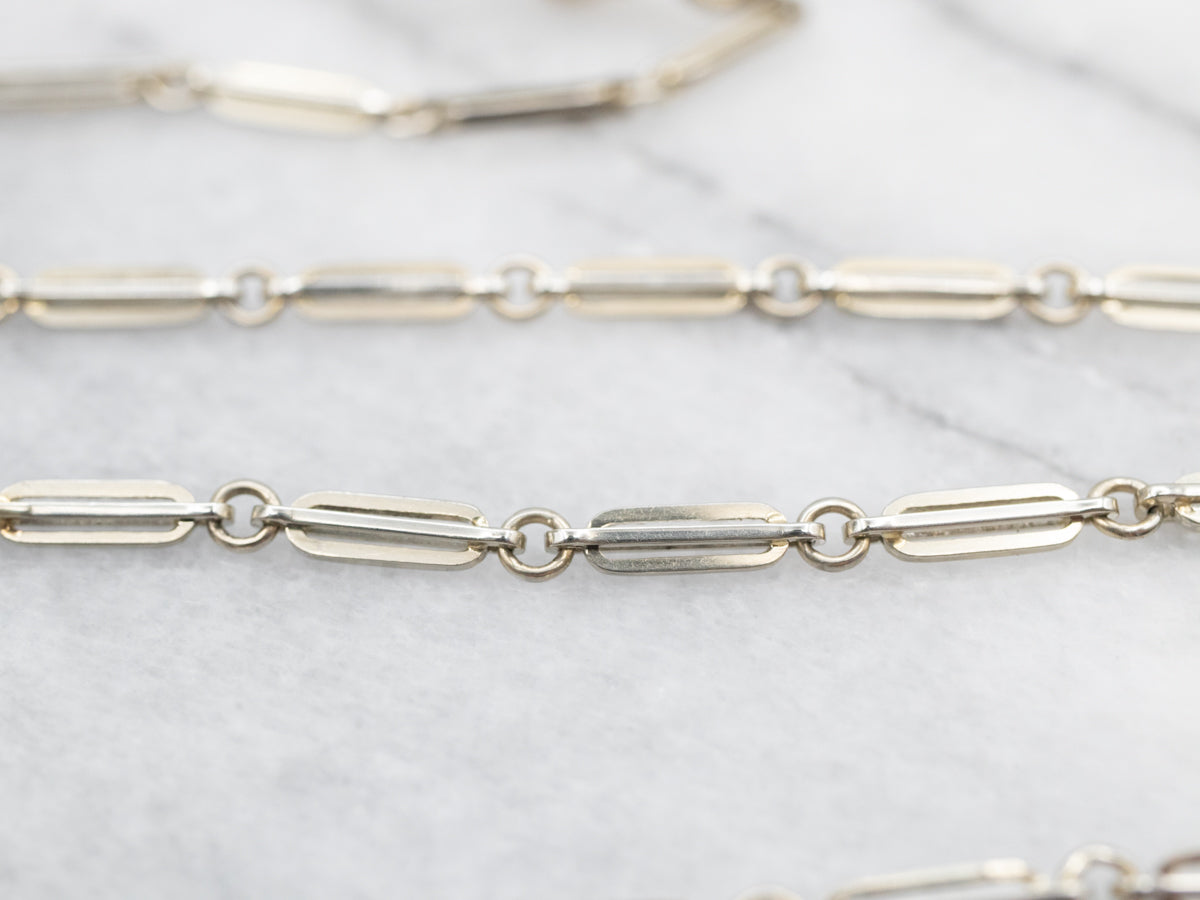 White Gold 1940's Pocket Watch Chain