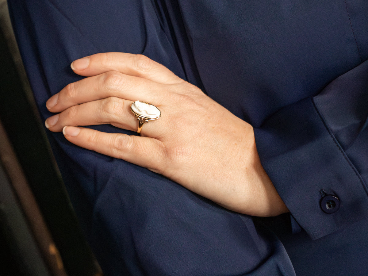 Vintage Soft Pink Cameo Ring