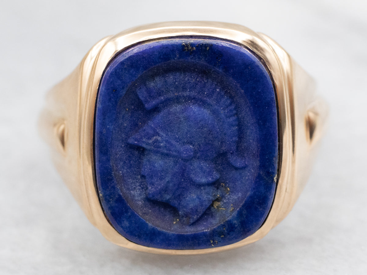 Men's Vintage Lapis Intaglio Statement Ring