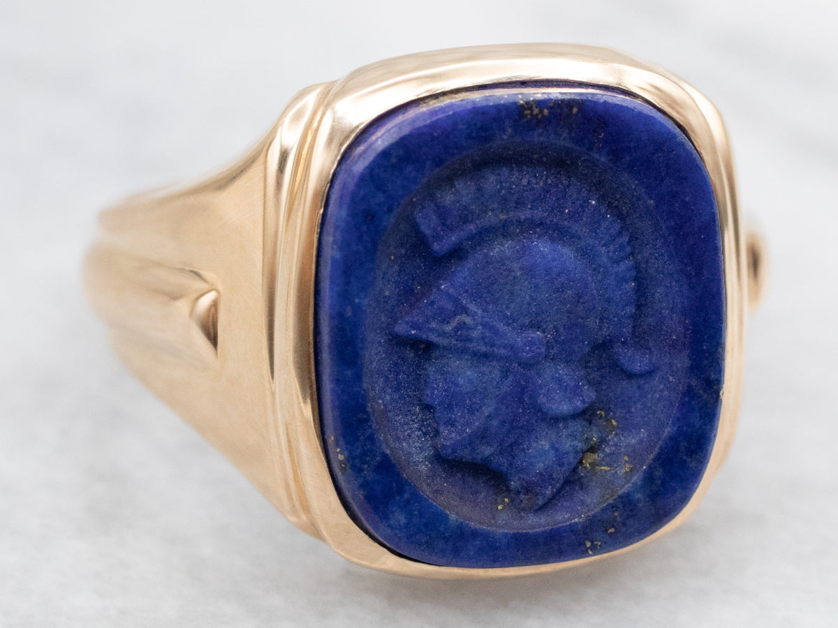 Men's Vintage Lapis Intaglio Statement Ring