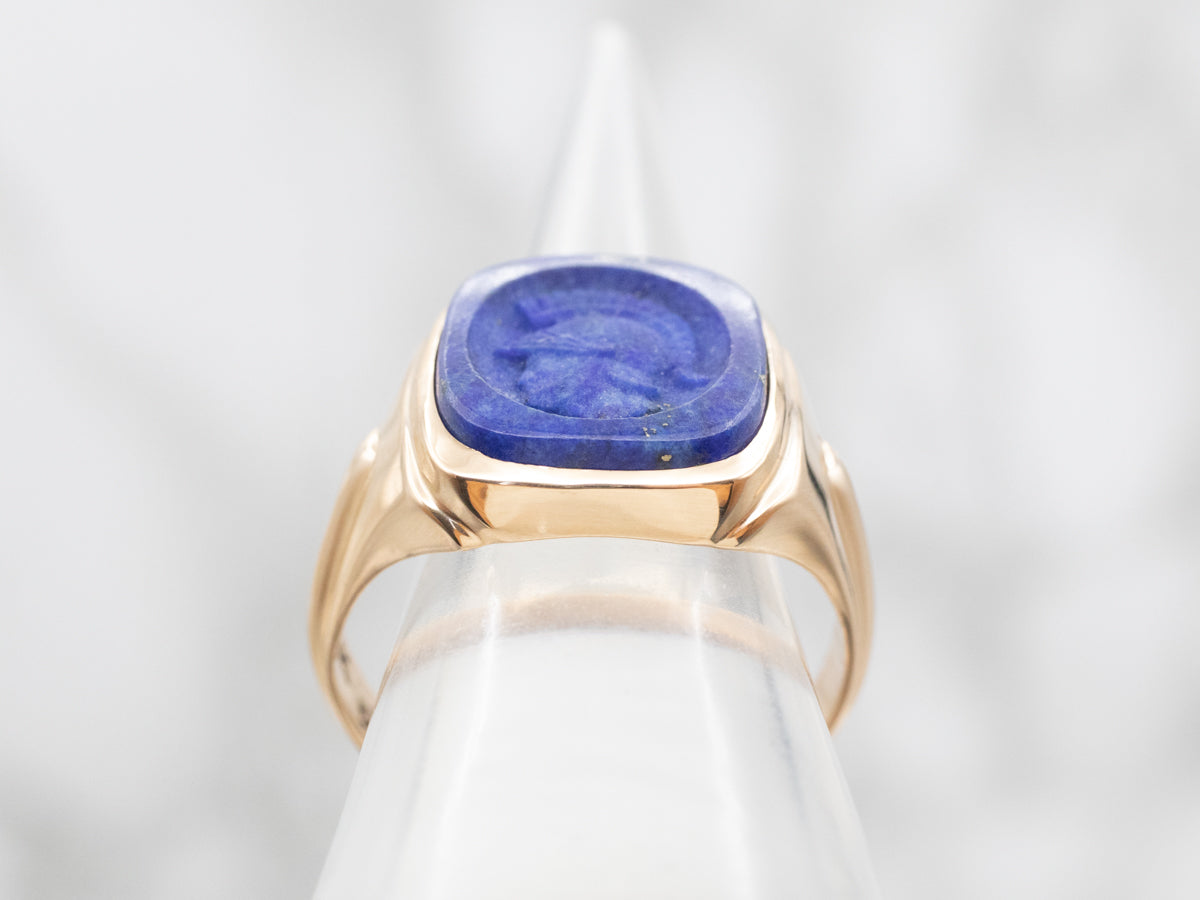 Men's Vintage Lapis Intaglio Statement Ring
