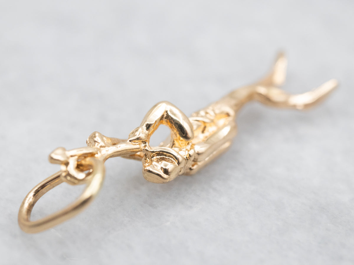 Yellow Gold Scuba Spear Fisherman Charm