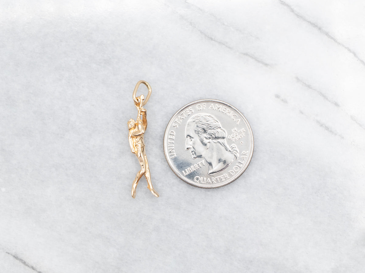 Yellow Gold Scuba Spear Fisherman Charm