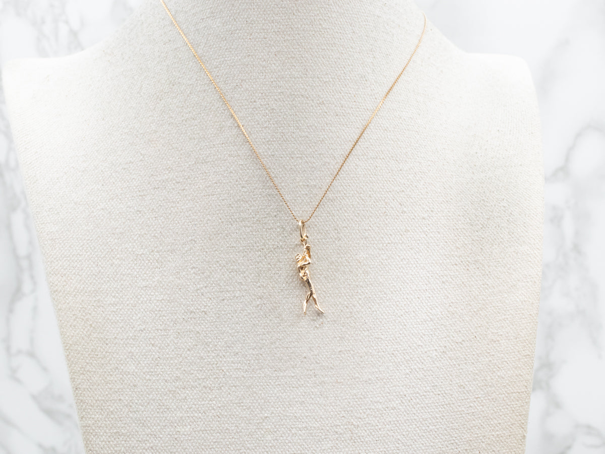 Yellow Gold Scuba Spear Fisherman Charm