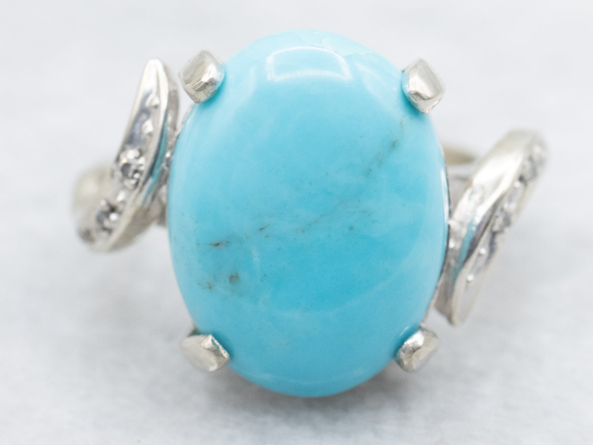 Turquoise and Diamond Bypass Ring
