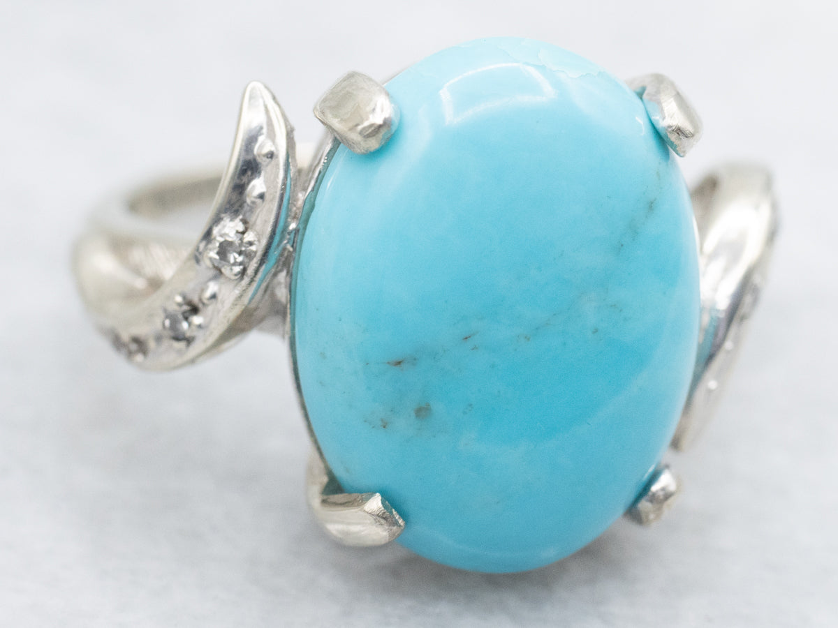 Turquoise and Diamond Bypass Ring