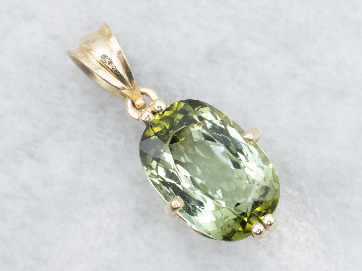 Green Tourmaline Solitaire Pendant