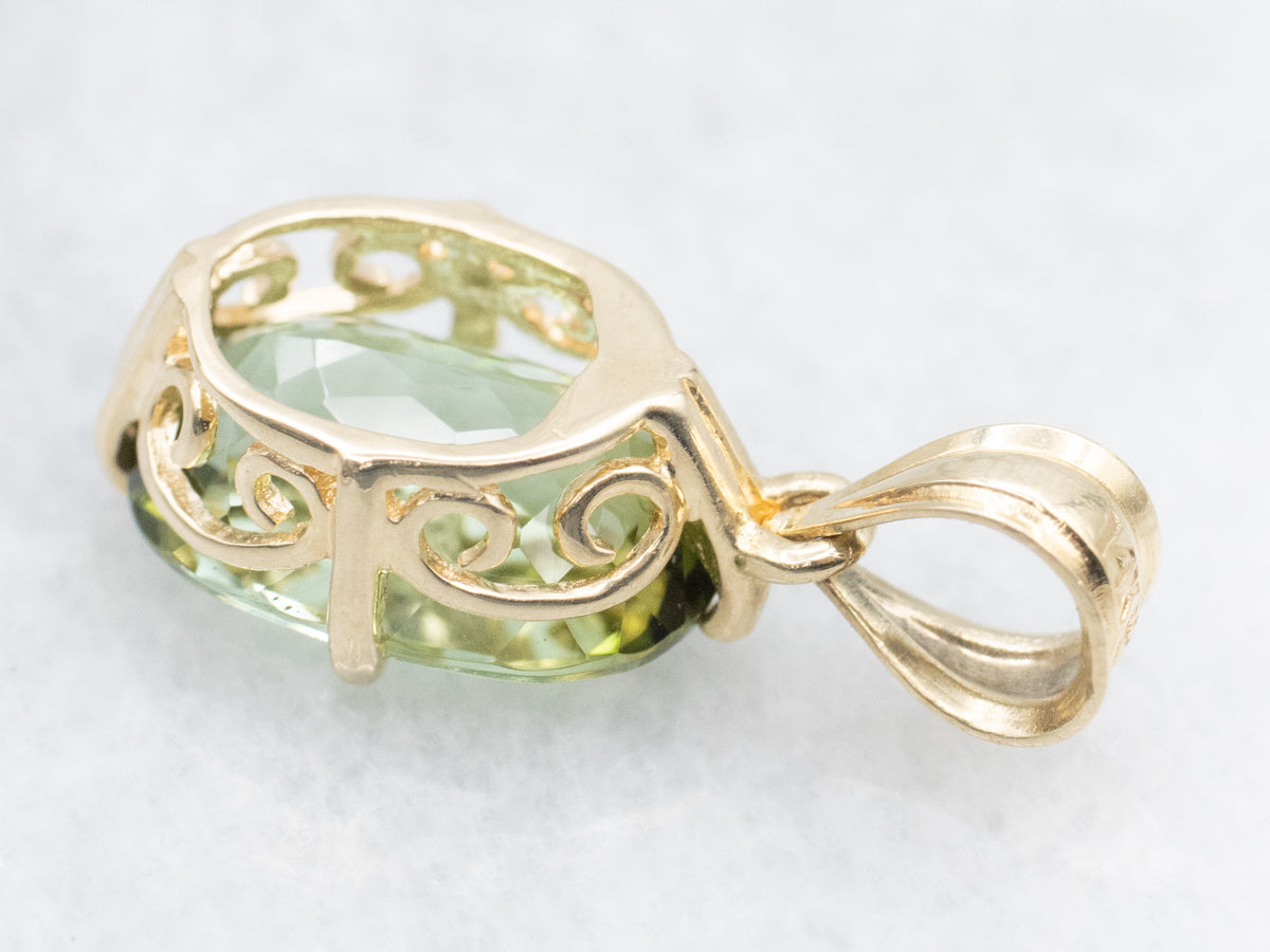 Green Tourmaline Solitaire Pendant