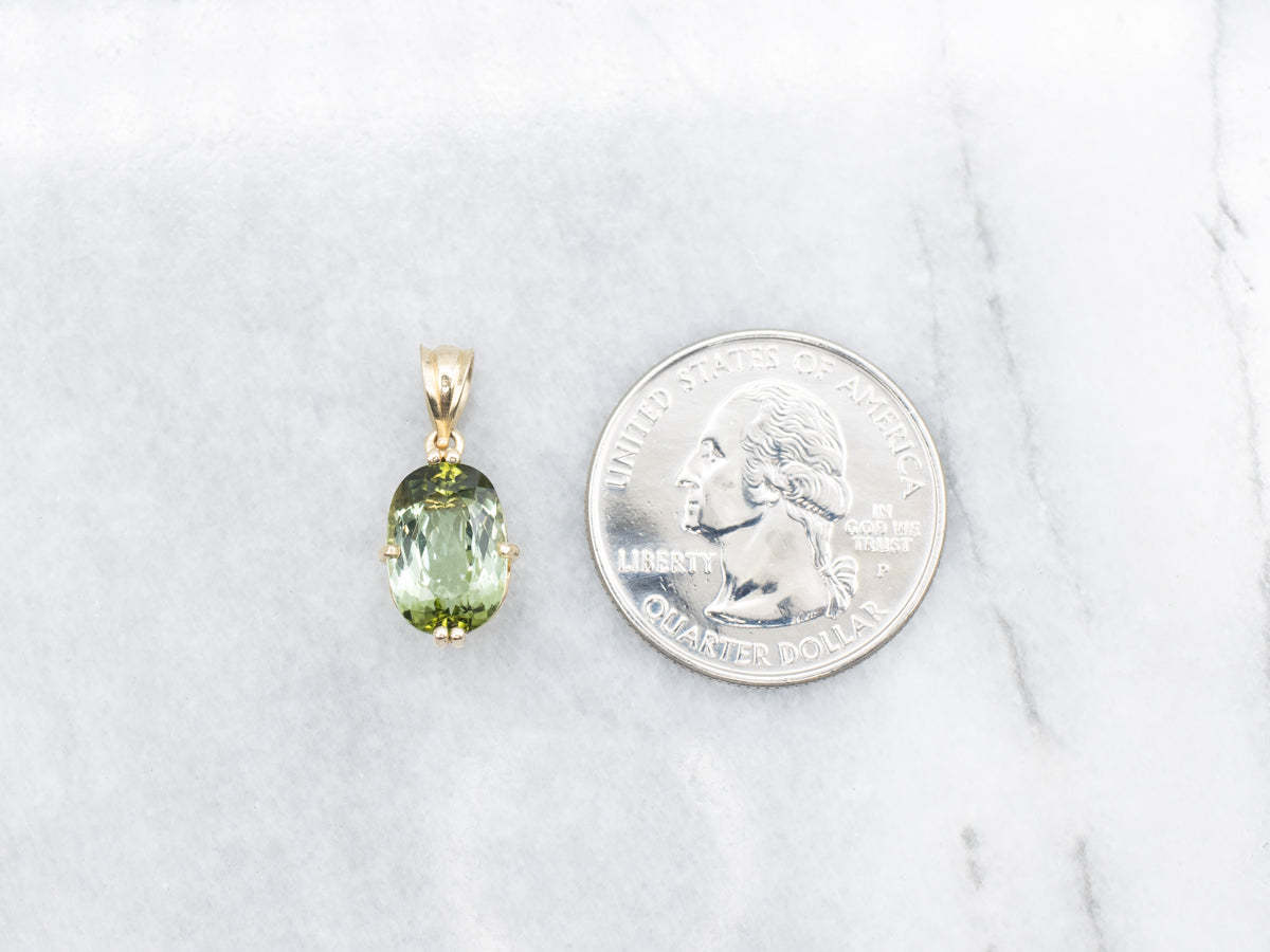 Green Tourmaline Solitaire Pendant