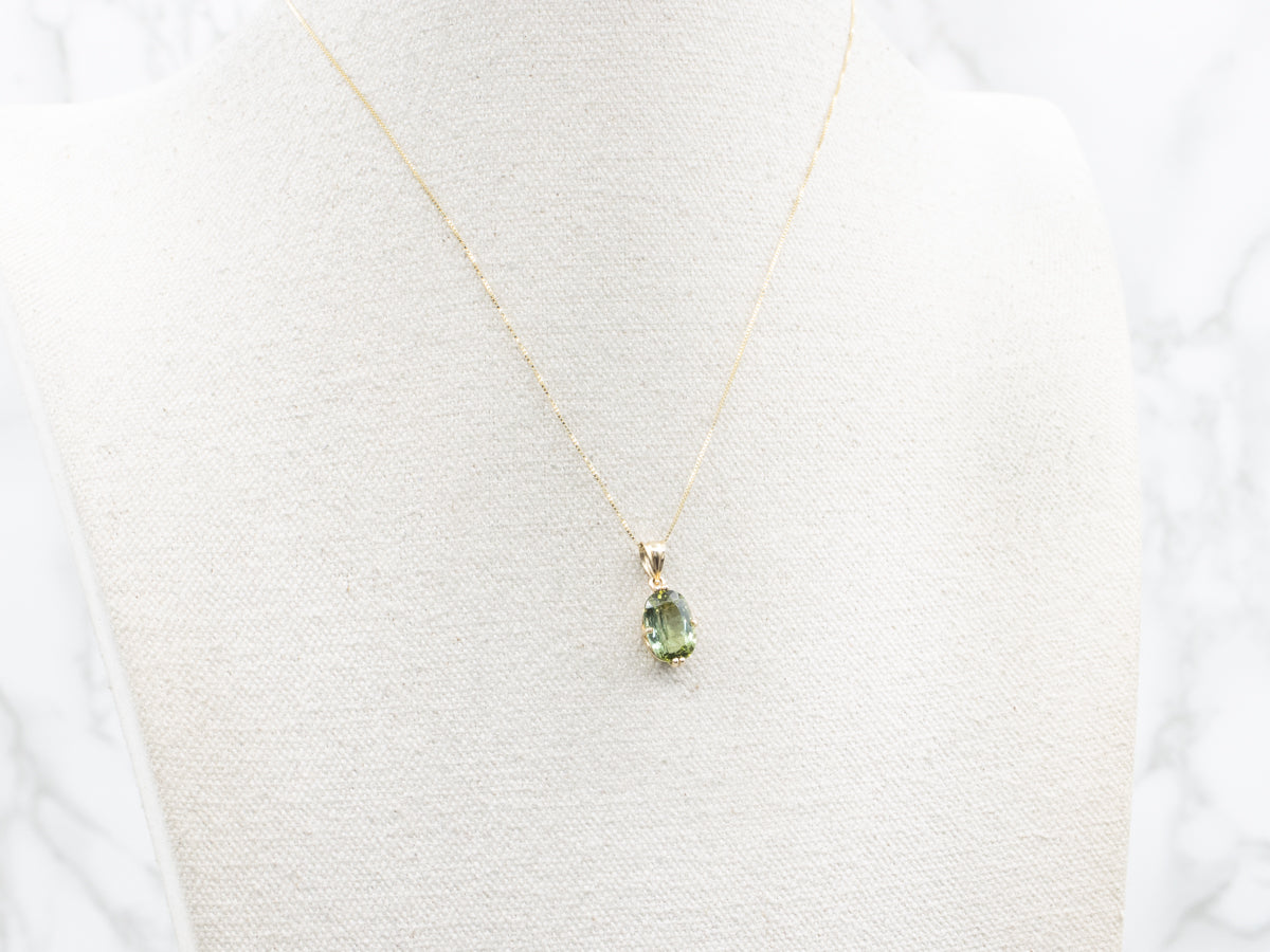 Green Tourmaline Solitaire Pendant