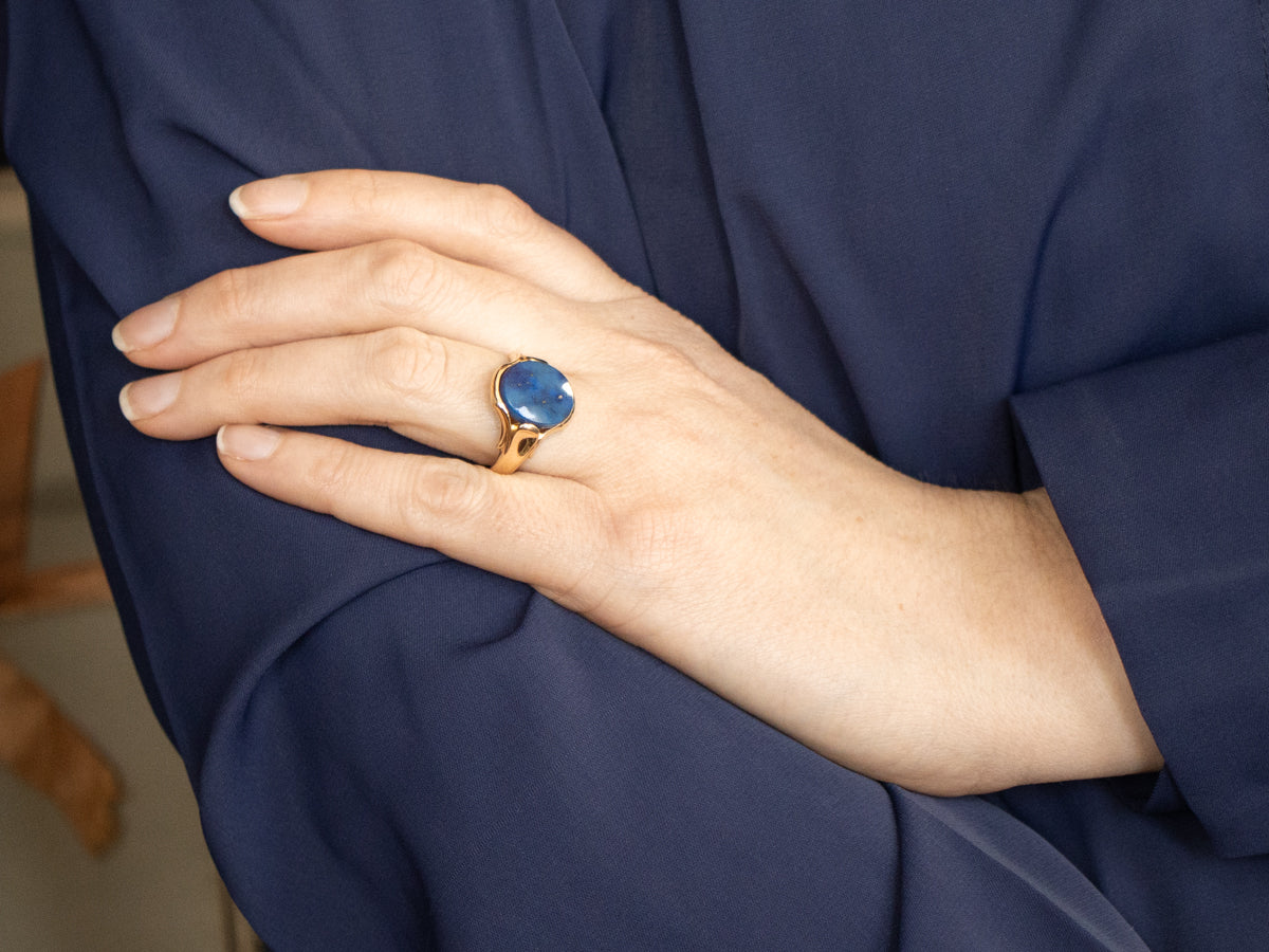 Oval Cut Lapis Cocktail Ring