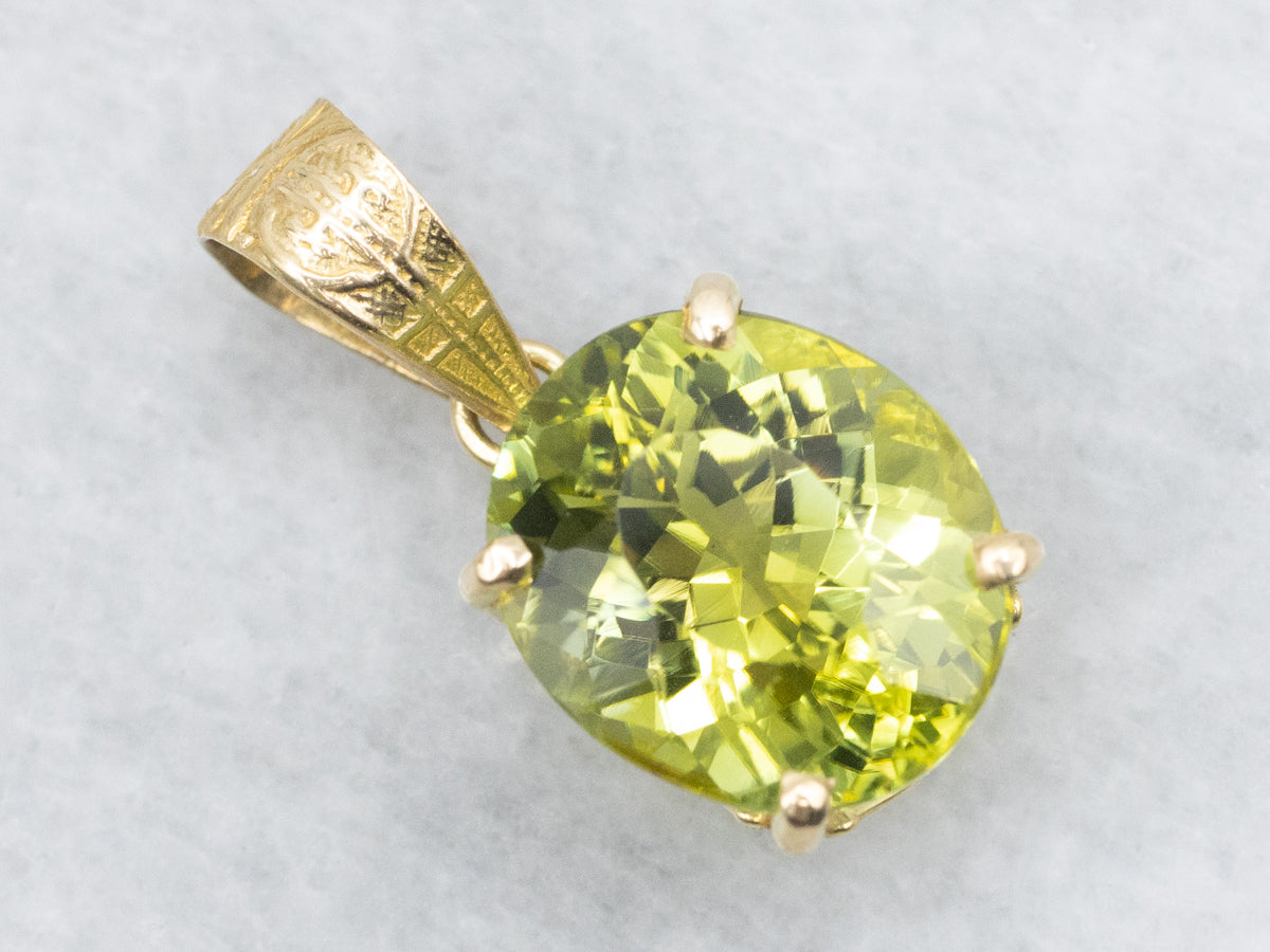 Green Tourmaline Solitaire Pendant
